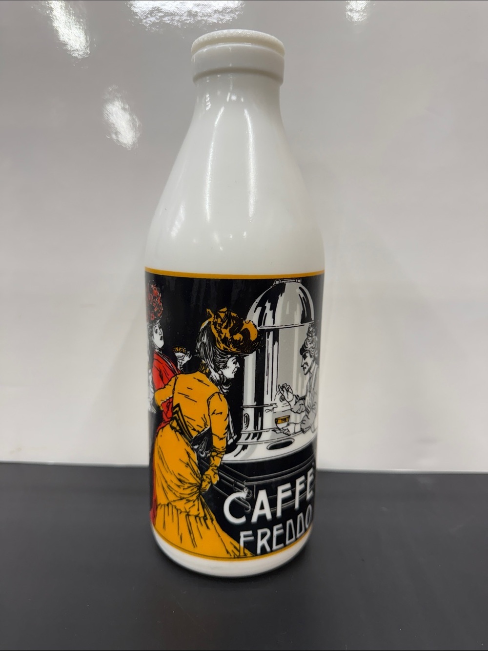 Caffe Freddie Italian Egizia White Milk Glass Bottle